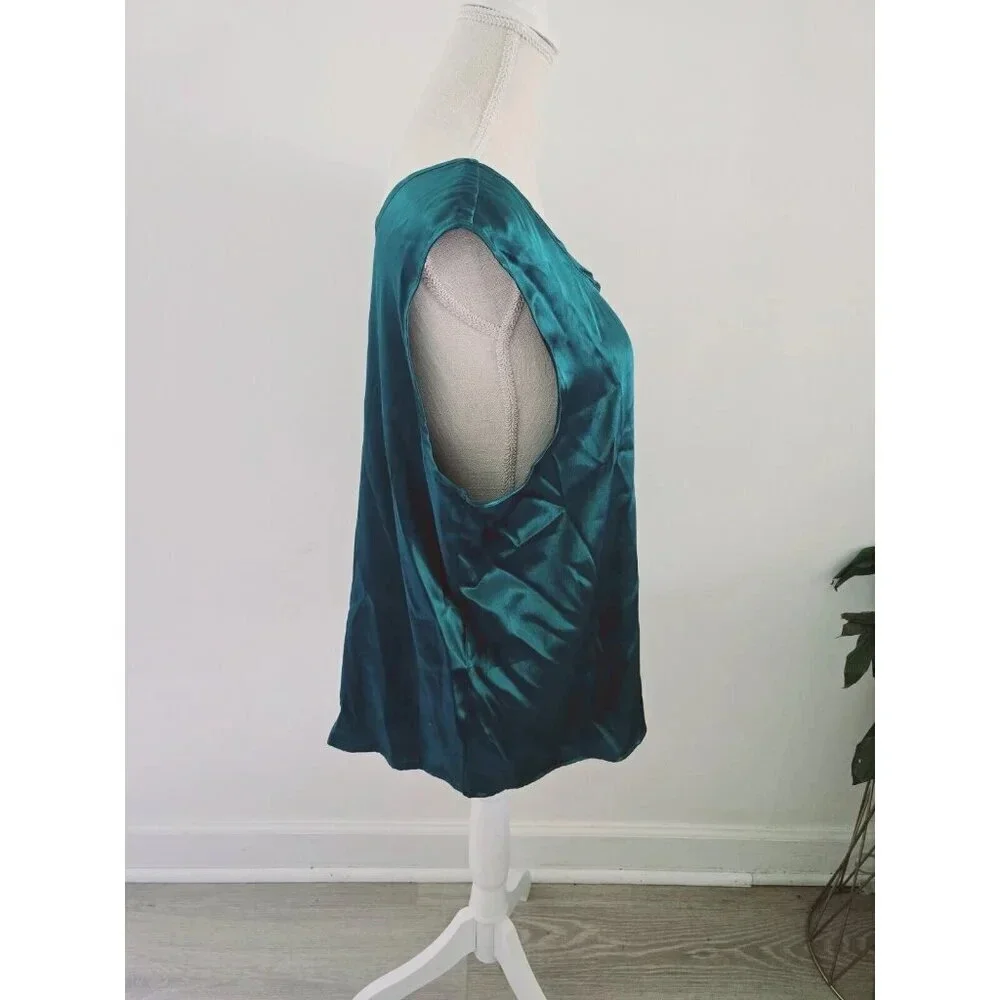 Victorias Secret Country Satin Silky Monogram Emerald Green Tank Top Camisole L - Picture 8 of 13